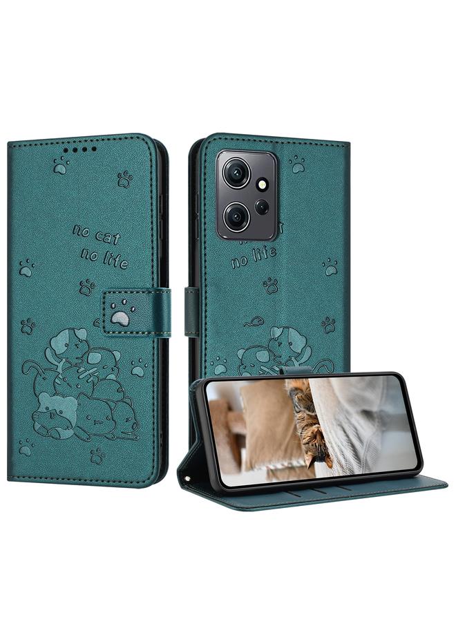 S-TOP Case For Redmi Note 12 4G Global Embossed Kitten Phone Leather Case with Lanyard - Image 1
