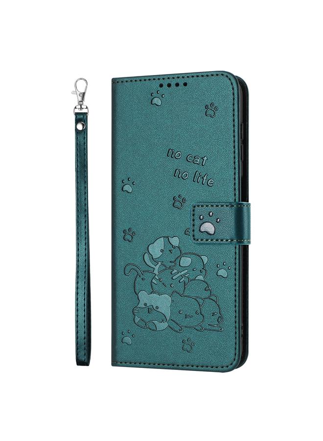 S-TOP Case For Redmi Note 12 4G Global Embossed Kitten Phone Leather Case with Lanyard - Image 2