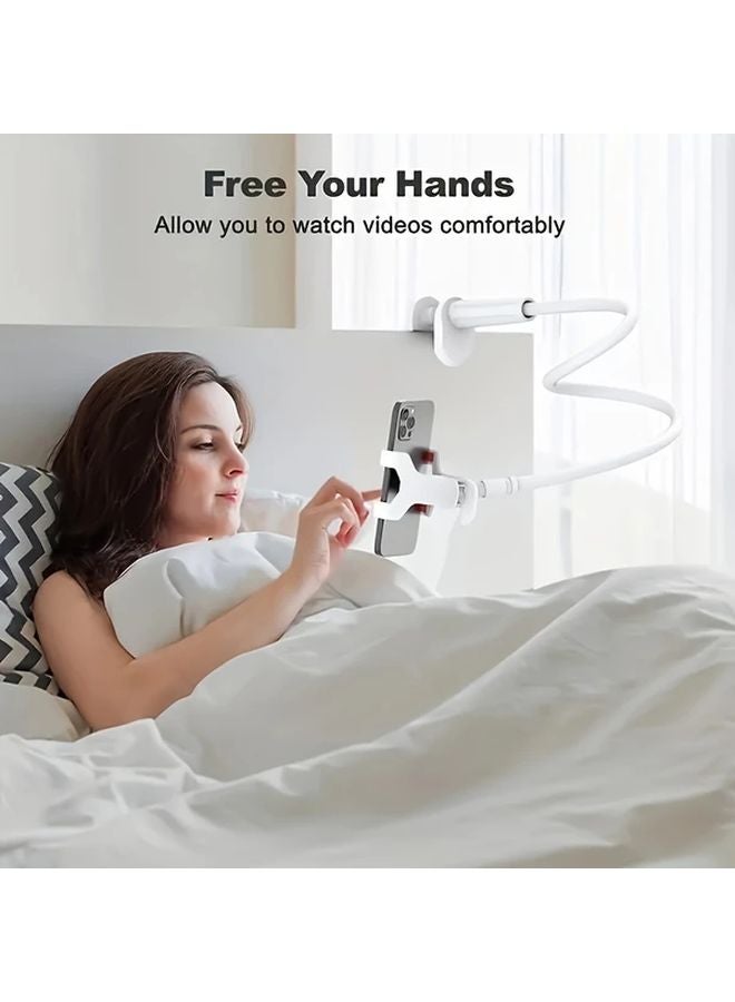 وايت 27 56 بوصة حامل هاتف قابل للتعديل دوران 360 درجة حامل تلفاز للطاولة الجانبية للسرير الكسول - Image 4