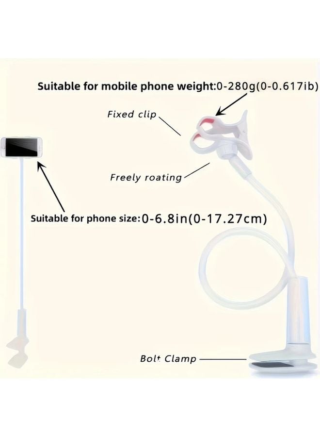 وايت 27 56 بوصة حامل هاتف قابل للتعديل دوران 360 درجة حامل تلفاز للطاولة الجانبية للسرير الكسول - Image 5