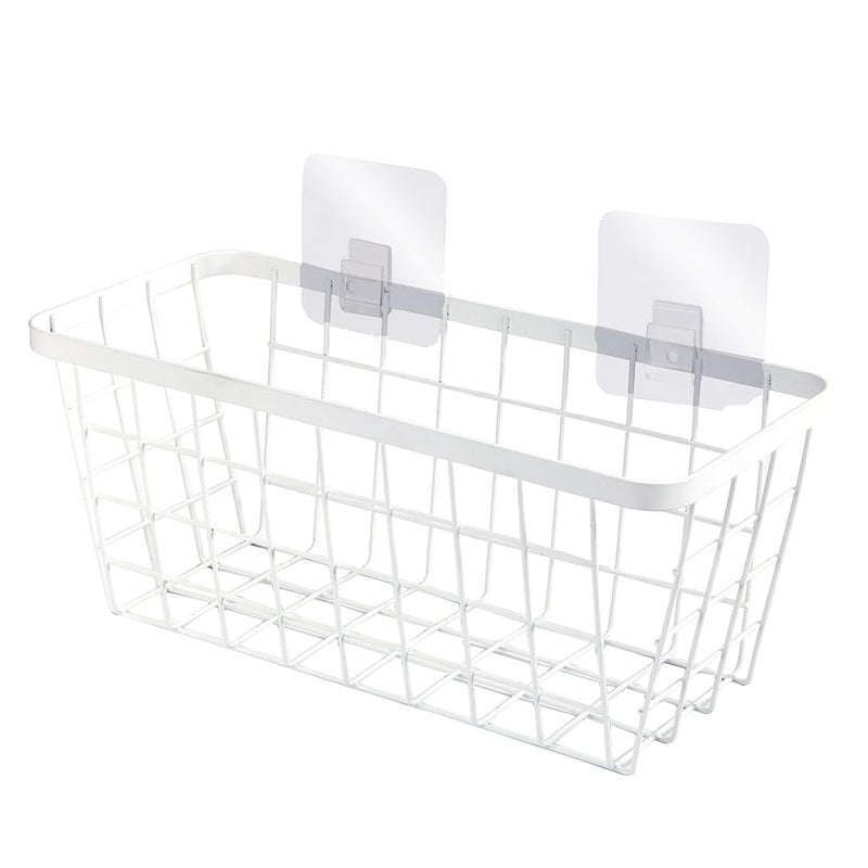 LeleCAT White Hanging Kitchen Baskets For Storage Adhesive Sturdy Small Wire Storage Baskets No Drilling Wall Mounted Kitchen Food Pantry Bathroom Shelf Storage  4 PACK White - Image 2