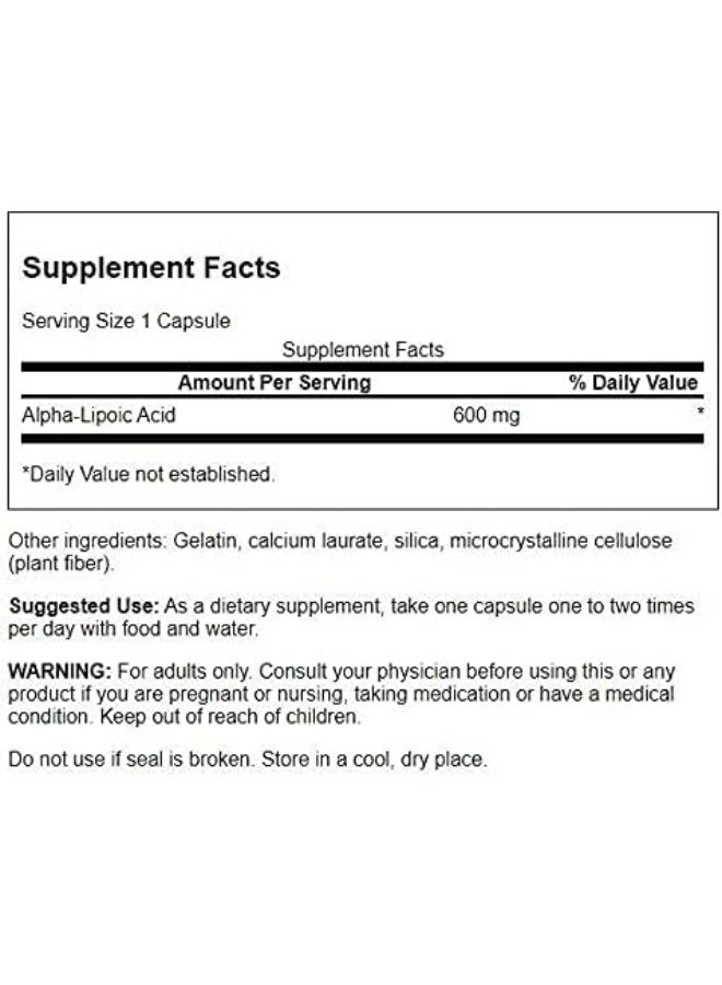 Swanson Ultra Alpha Lipoic Acid (600Mg) - 60 Capsules - Image 2