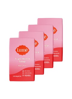 Lume Lume Triple Milled Bar Soap  Rich Moisture  Gentle Cleansing  Paraben Free Phthalate Free Skin Safe  5 ounce Pack of 4 Peony Rose 