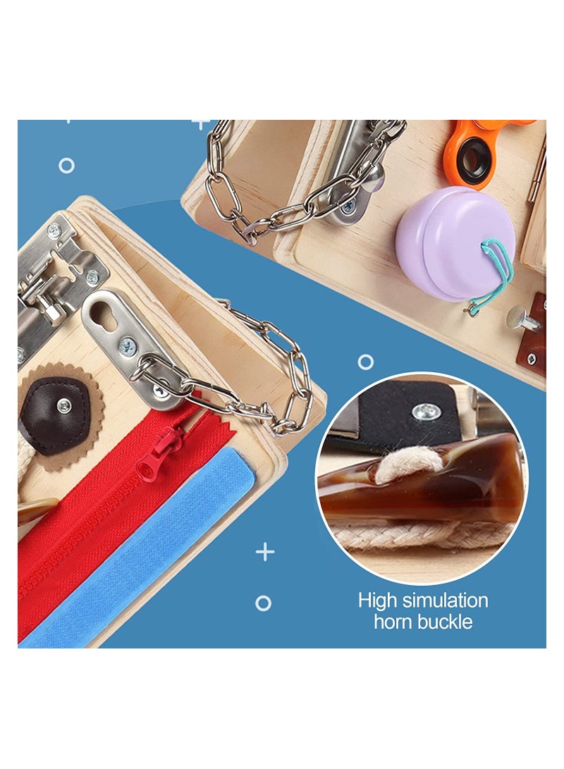 KASTWAVE SYOSI Wooden Busy Board for Toddlers, Montessori Toy, Sensory Board, Sensory Toy, Educational Toy, Activity Board, for Kids Early Learning Basic Life Skills and Fine Motor Activity - Image 5