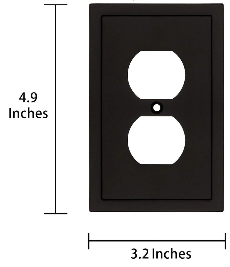 Henne Bery Modern Edge Decorative Wall Plate Switch Plate Outlet Cover, Durable Solid Zinc Alloy (Single Duplex 2PK, Matte Black) - Image 3
