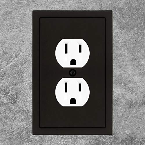 Henne Bery Modern Edge Decorative Wall Plate Switch Plate Outlet Cover, Durable Solid Zinc Alloy (Single Duplex 2PK, Matte Black) - Image 4