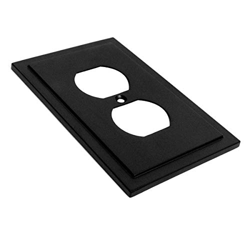 Henne Bery Modern Edge Decorative Wall Plate Switch Plate Outlet Cover, Durable Solid Zinc Alloy (Single Duplex 2PK, Matte Black) - Image 2