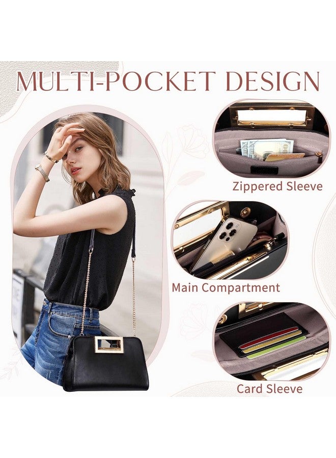 Vaschy حقيبة كلاتش للنساء من جلد نباتي مع مقبض مقطوع حقيبة يد مسائية حقيبة كتف متقاطعة لحفلات الزفاف باللون الأسود - Image 4