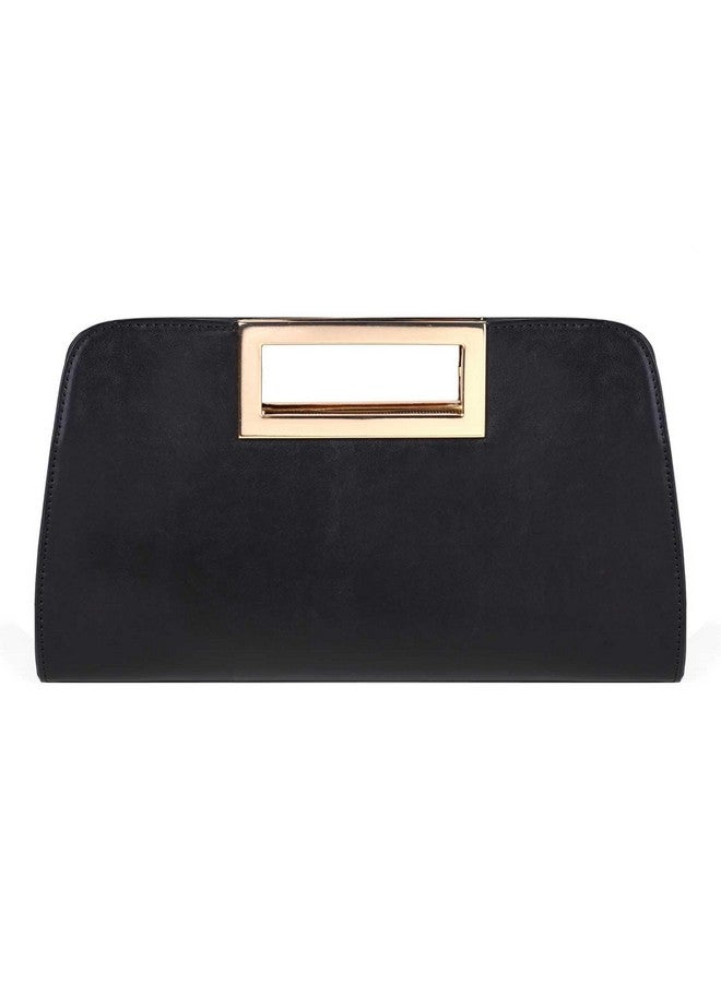 Vaschy حقيبة كلاتش للنساء من جلد نباتي مع مقبض مقطوع حقيبة يد مسائية حقيبة كتف متقاطعة لحفلات الزفاف باللون الأسود - Image 1