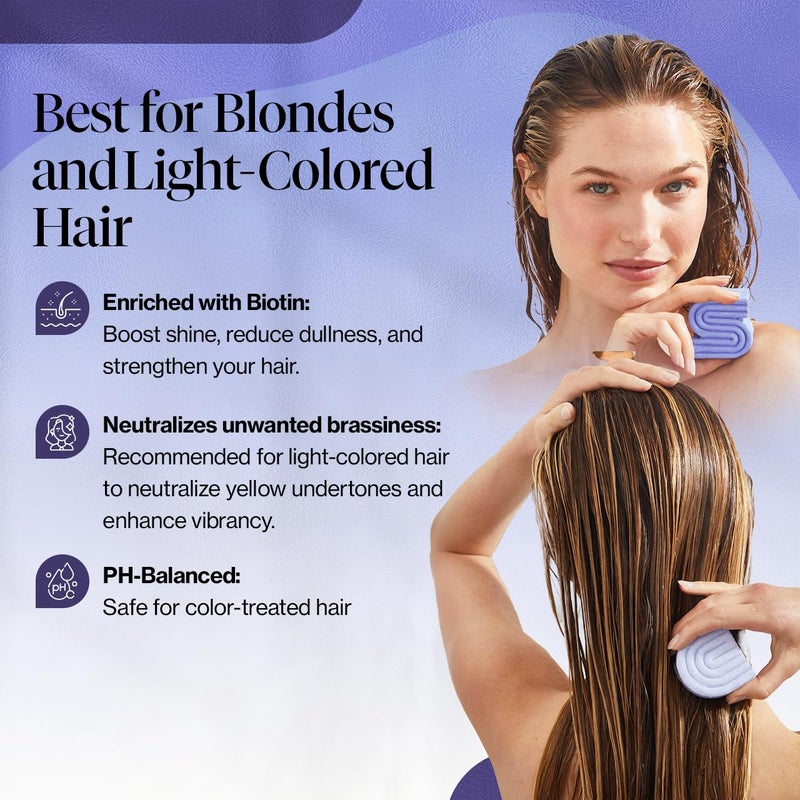 Kitsch Purple Shampoo & Conditioner Bar for Color Treated & Grey and white Hair, Made in Us, Toning Bar Shampoo & Conditioner for Blonde - Image 3