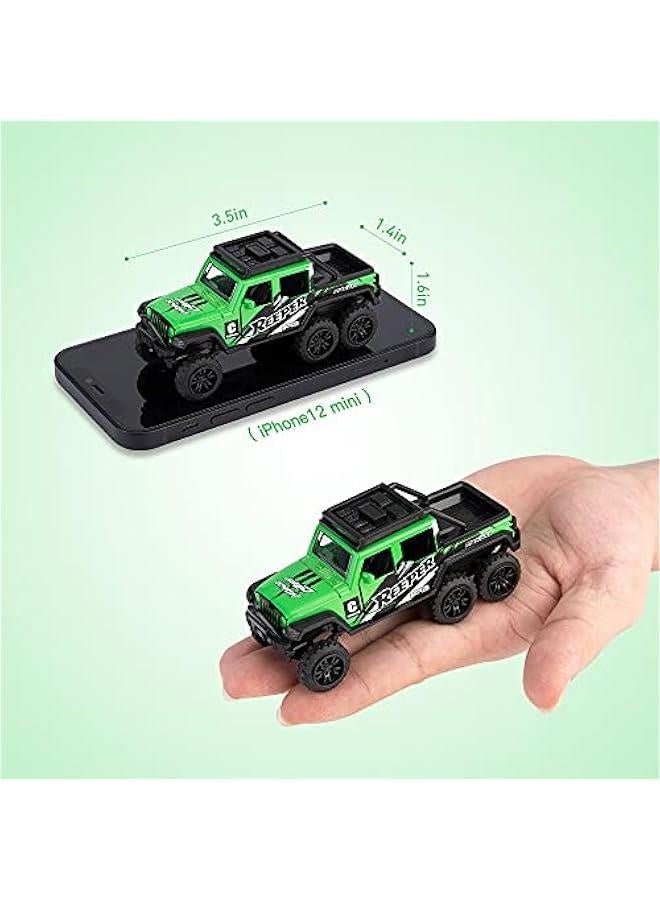 شاحنات لعب مصنوعة من المعدن مع 4 قطع سيارات سحب للأمام بأبواب قابلة للافتتاح، ألعاب سيارات طرق وعرة، هدية عيد ميلاد للأولاد والأطفال الصغار (ملونة) - Image 4