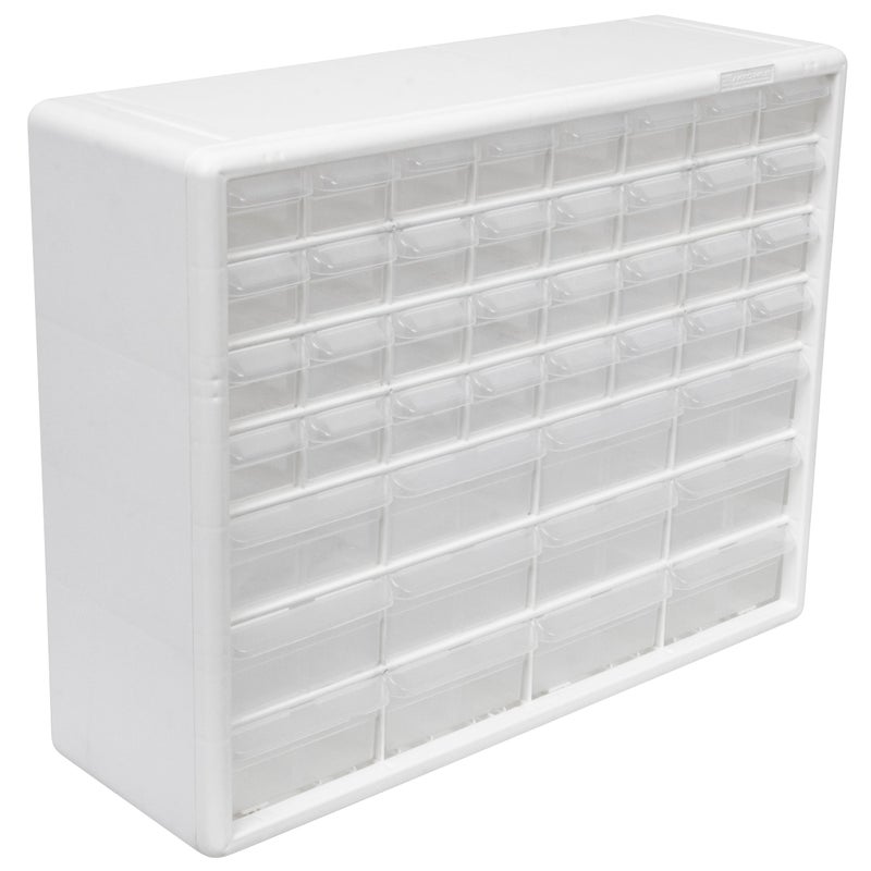 Akro-Mils 44-Drawer Plastic Drawer Storage Cabinet for Garage Organization, Bead Organizer, Building Bricks Storage, Teacher Toolbox, Makeup Organizer, 20" W x 6" D x 16" H, 10144 White - Image 1