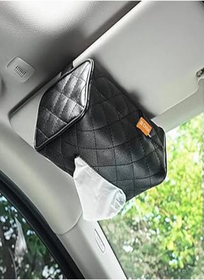 SCIENISH - Generic Car leather tissue holder for car back seat headrest hanging tissue boxes holder case multi-use car tissue paper holder - Image 1