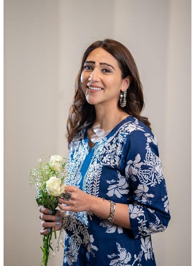 GoSriKi Women's Rayon Blend Chikankari Embroidered Straight Kurta - Image 4