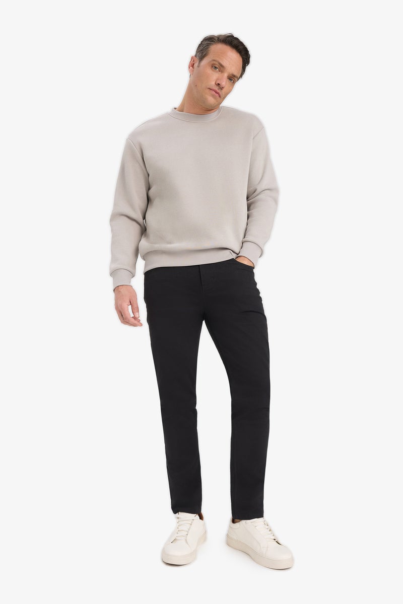 DeFacto Grey Man Relax Fit Crew Neck Thick Basic Sweatshirt Casual - Image 2