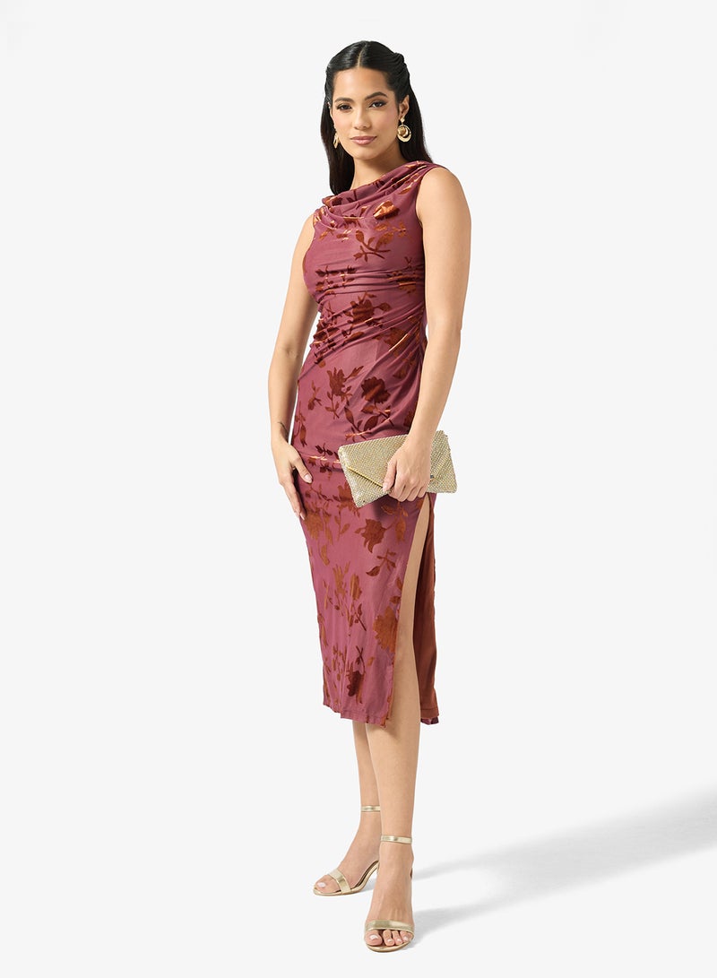 Adrianna Papell Cold Shoulder Sequin Midi Dress - Image 4