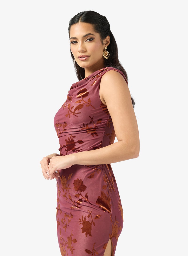 Adrianna Papell Cold Shoulder Sequin Midi Dress - Image 3