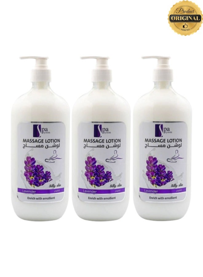 Spa System 3 Pieces Massage Lotion Lavender Enrich With Emollient - Image 1
