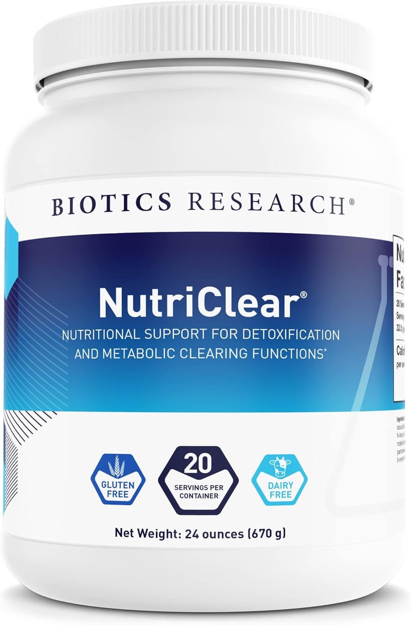 Biotics Research NutriClear  Powder Nutritional Support for Detoxification and Metabolic Clearing Healthy Body Composition Glutathione 17g Organic Pea Medium Chain Triglycerides 24 Oz 670 g - Image 1