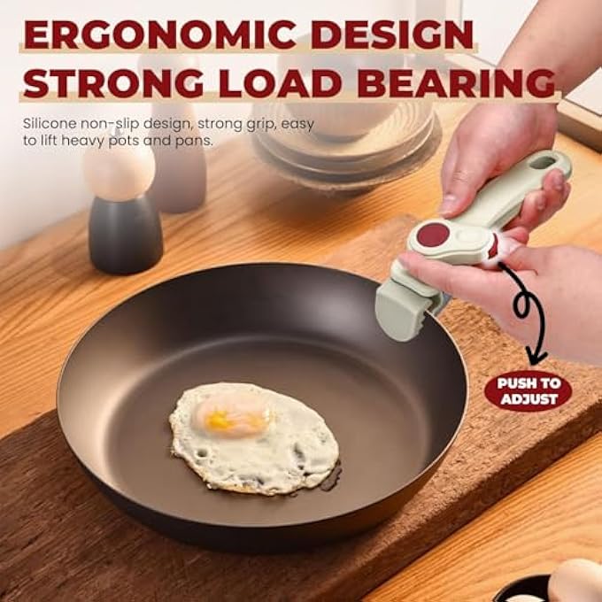 Azonee مقبض قابل للإزالة للأواني والمقالي مقبض مقلاة قابل للفصل بديل عالمي لأواني الطهي مقاوم للحرارة غير قابل للانزلاق كريمي أبيض - Image 3