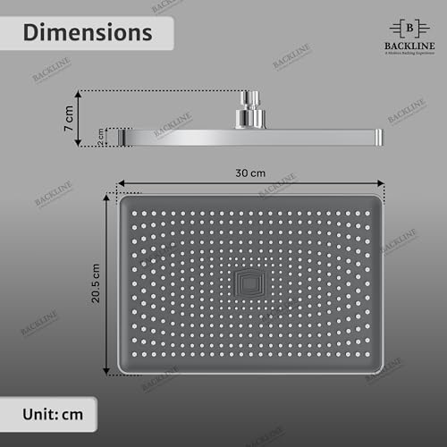 B BACKLINE Backline Overhead Shower (30 x 20.5 Inches) | High Pressure Shower Head for Bathroom | Rain Spray Shower | Head Shower (Without Arm) - Image 4