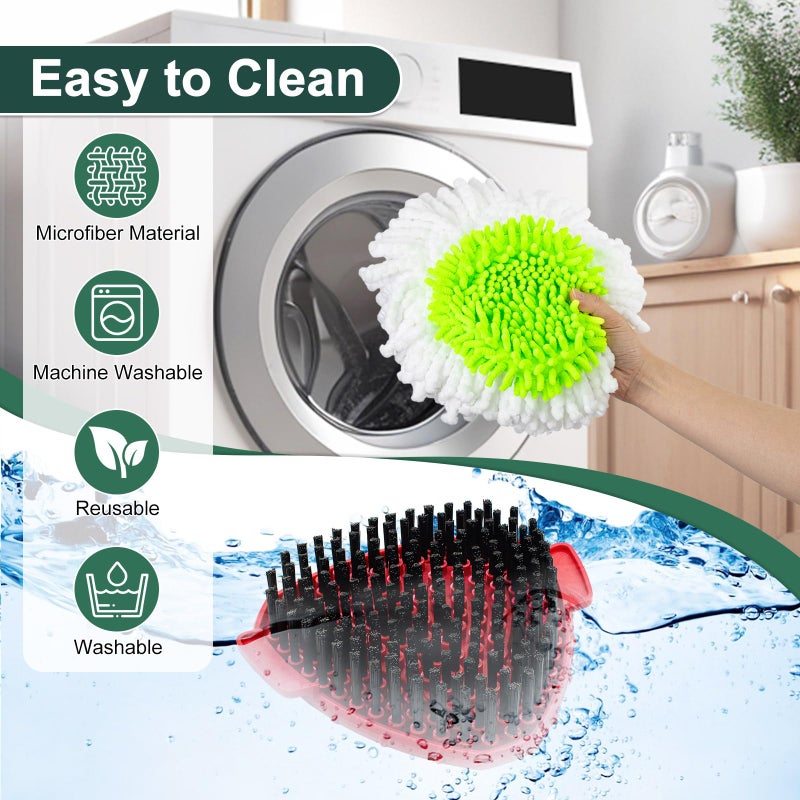 Uoiispet Mop Head Replacement for O Cedar, Spin Mop Replacement Head for Ocedar Easywring 1 Tank System, Mop Heads Includeds 4 Mop Replacement Heads , 1 Spin Scrub Brush & 1 Base - Image 5