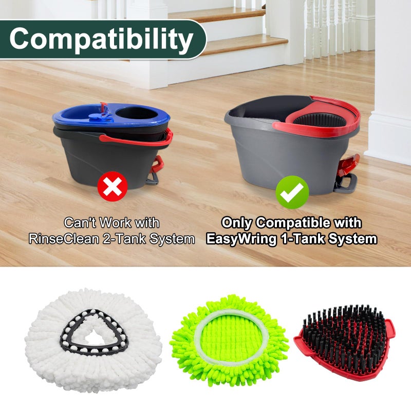 Uoiispet Mop Head Replacement for O Cedar, Spin Mop Replacement Head for Ocedar Easywring 1 Tank System, Mop Heads Includeds 4 Mop Replacement Heads , 1 Spin Scrub Brush & 1 Base - Image 2