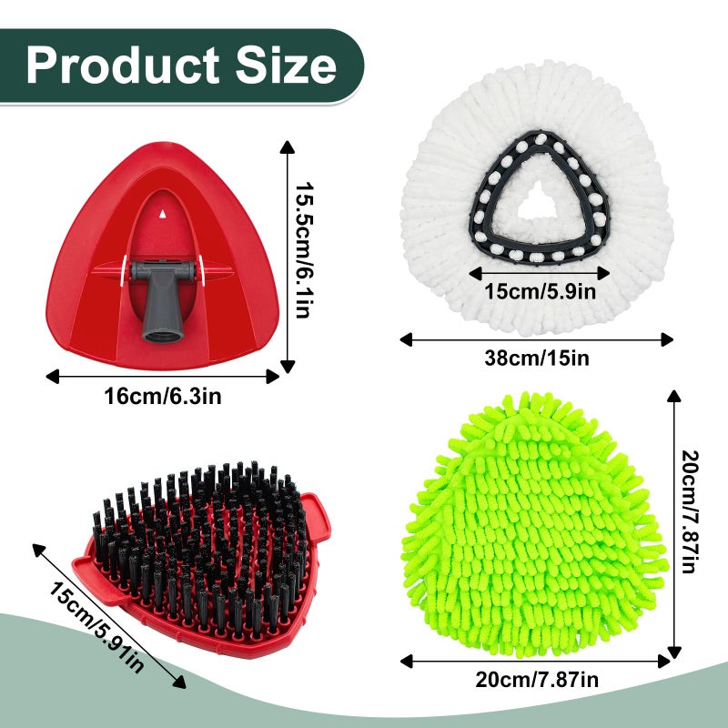 Uoiispet Mop Head Replacement for O Cedar, Spin Mop Replacement Head for Ocedar Easywring 1 Tank System, Mop Heads Includeds 4 Mop Replacement Heads , 1 Spin Scrub Brush & 1 Base - Image 3