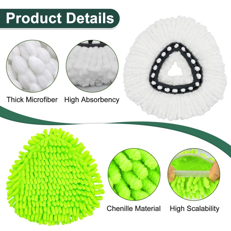 Uoiispet Mop Head Replacement for O Cedar, Spin Mop Replacement Head for Ocedar Easywring 1 Tank System, Mop Heads Includeds 4 Mop Replacement Heads , 1 Spin Scrub Brush & 1 Base - Image 4