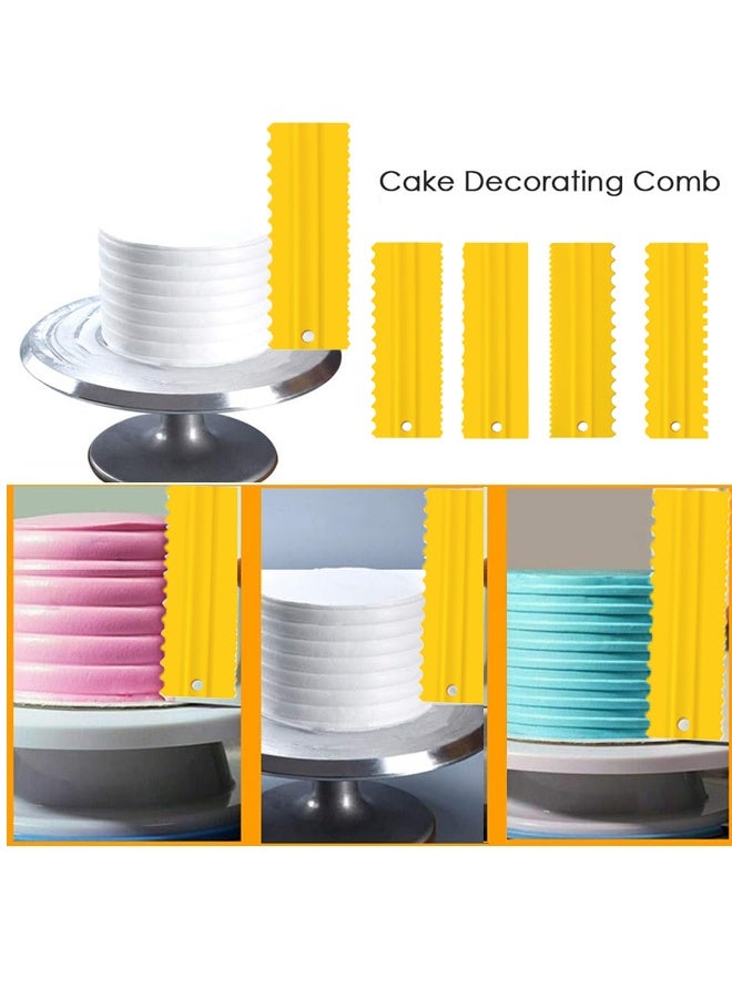 هومستر 4 أجهزة كمبيوتر شخصية / مجموعة كعكة كاشح ديكور البلاستيك Sawtooth مشط موس زبدة كريم كعكة حافة الأدوات البلاستيك Sawtooth كعكة التجليد ناعم المطبخ الخبز كعكة حافة أداة DIY - الأصفر - Image 2