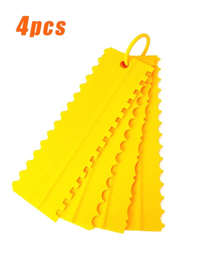 هومستر 4 أجهزة كمبيوتر شخصية / مجموعة كعكة كاشح ديكور البلاستيك Sawtooth مشط موس زبدة كريم كعكة حافة الأدوات البلاستيك Sawtooth كعكة التجليد ناعم المطبخ الخبز كعكة حافة أداة DIY - الأصفر - Image 3