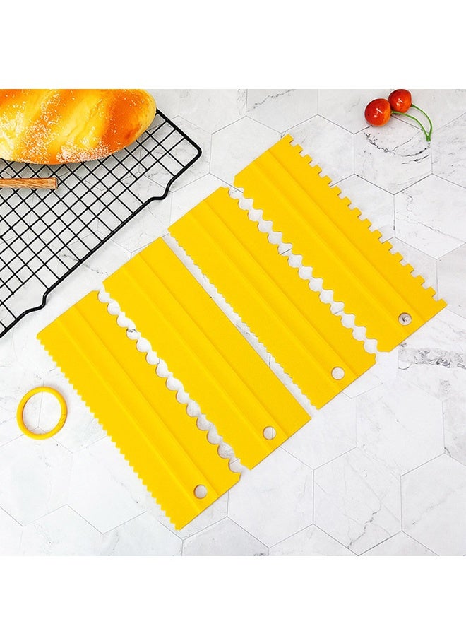 هومستر 4 أجهزة كمبيوتر شخصية / مجموعة كعكة كاشح ديكور البلاستيك Sawtooth مشط موس زبدة كريم كعكة حافة الأدوات البلاستيك Sawtooth كعكة التجليد ناعم المطبخ الخبز كعكة حافة أداة DIY - الأصفر - Image 5