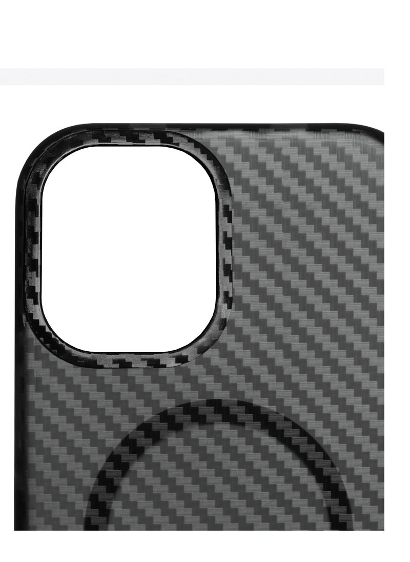 ELLAGECASE - Carbon Case for iPhone 16 Plus, Plastic-coated Carbon, Solid Camera Protection, Shockproof, Enhanced Protection, Compatible with Magsafe and Wireless Charging - Image 1