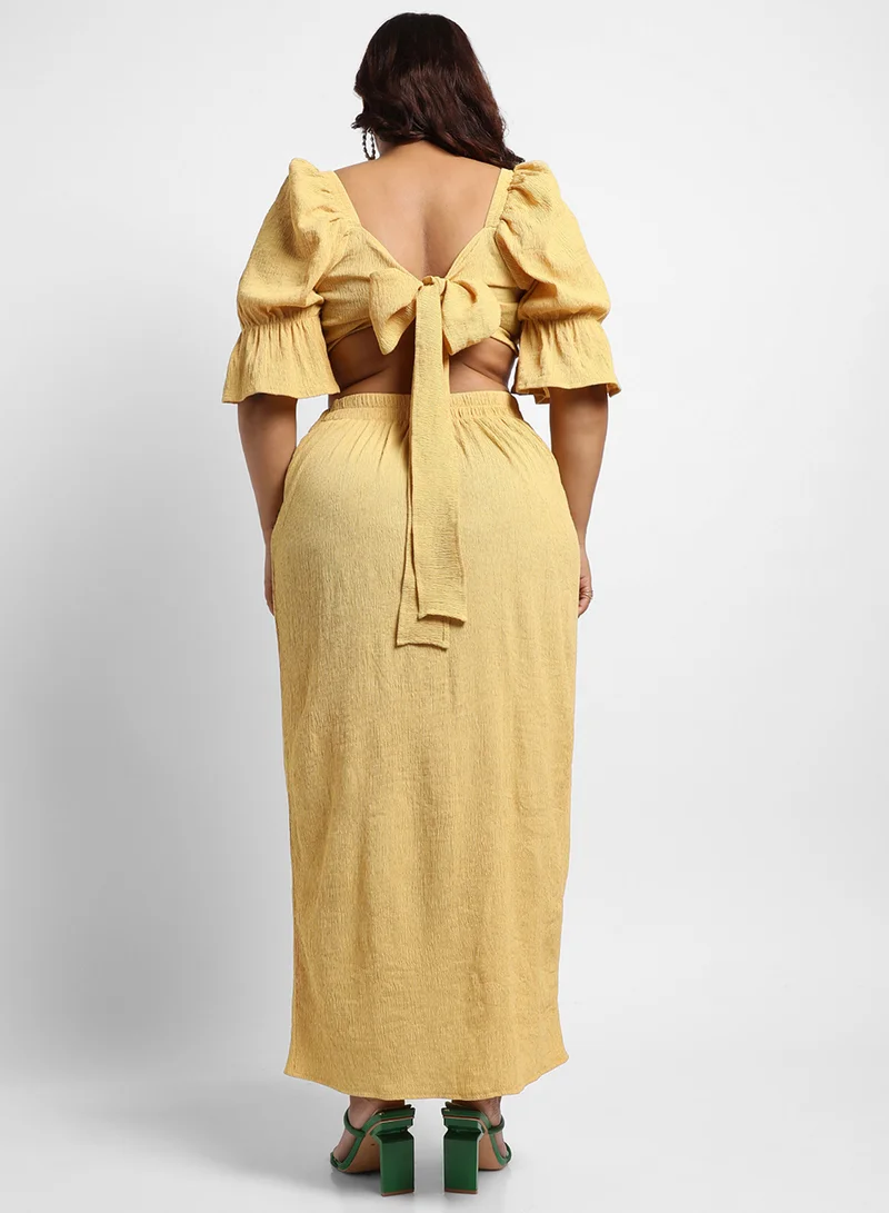 Instafab Plus Women's Yellow Cropped Co-Ord Set