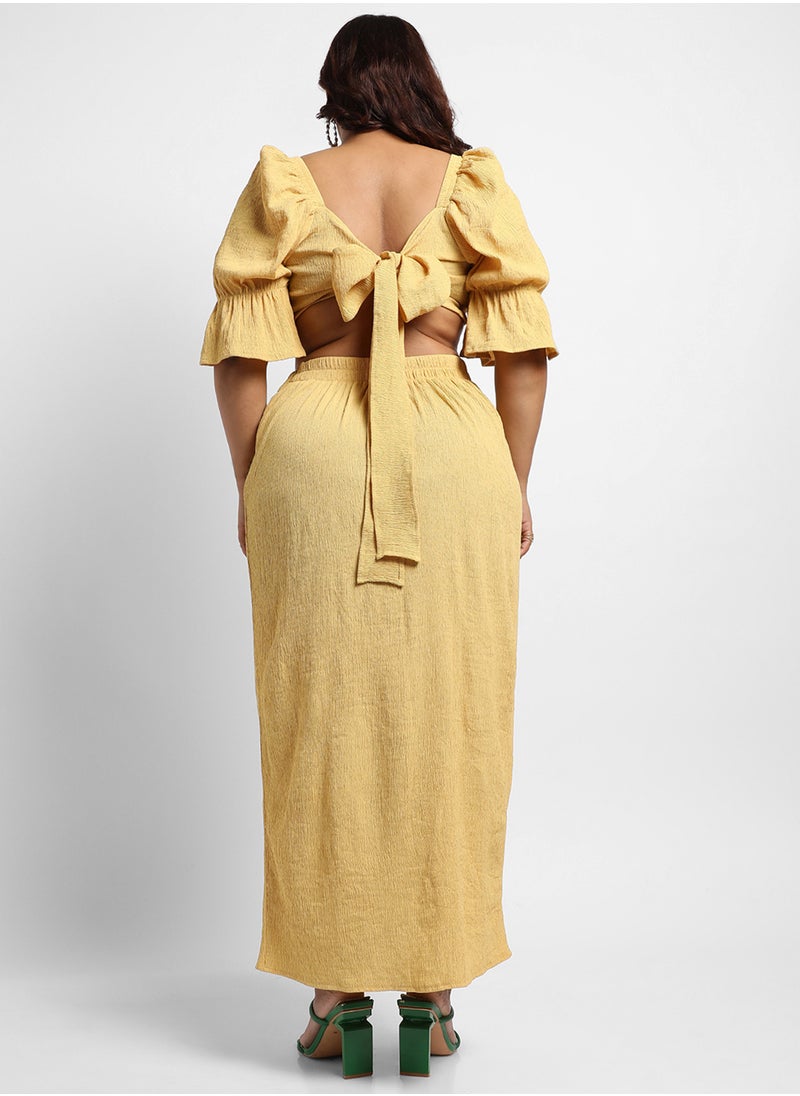 Instafab Plus Women's Yellow Cropped Co-Ord Set  - Image 3