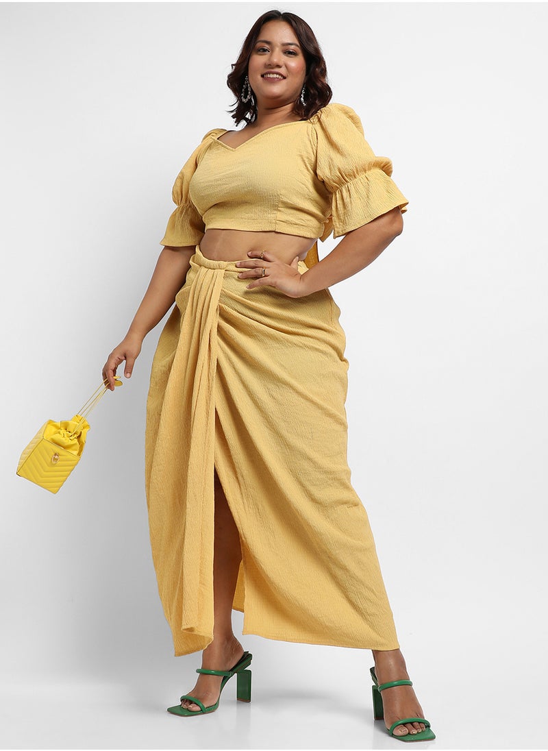 Instafab Plus Women's Yellow Cropped Co-Ord Set  - Image 5