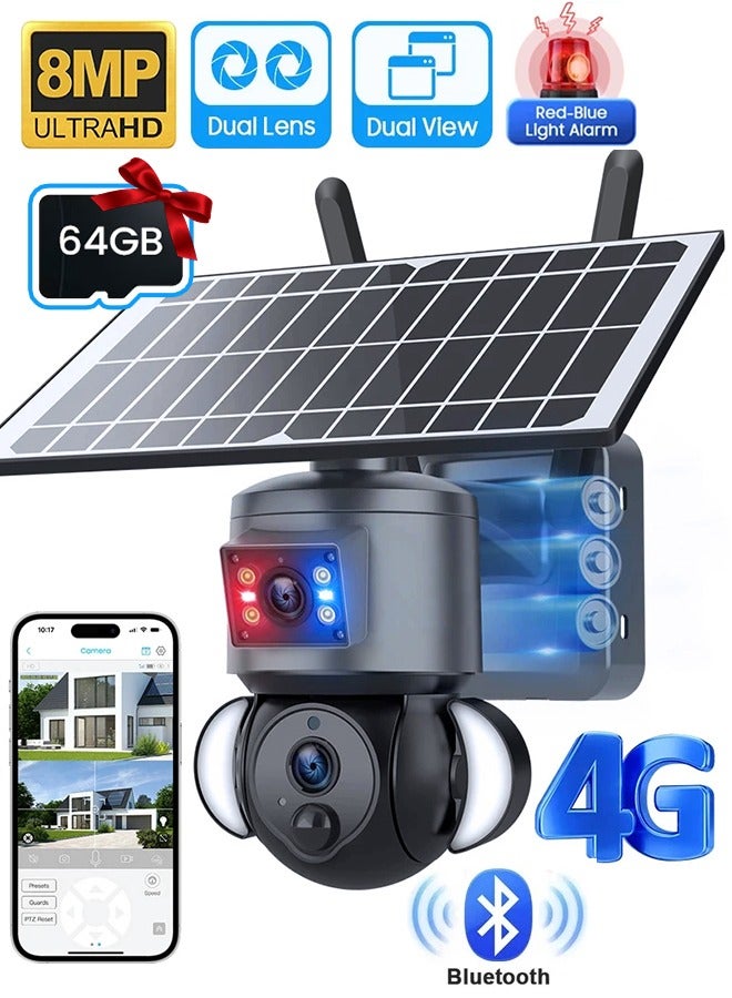 SUPER 5 4K 8MP Solar Camera 4G SIM Security Outdoor Dual Lens Recording Humanoid Tracking Color Night Vision PTZ Cam - Image 1