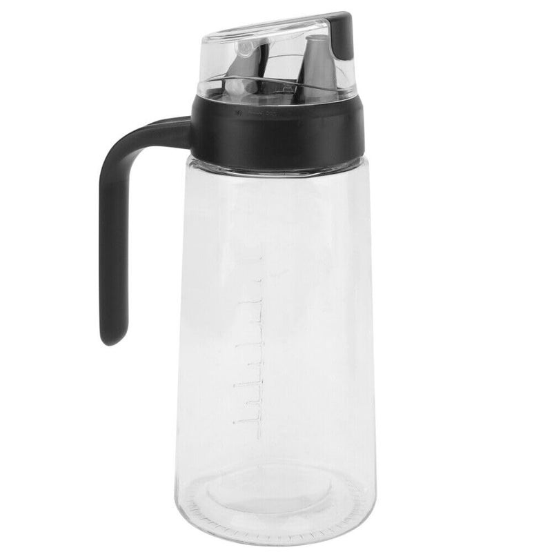 Wrixty Auto Flip Oil Bottle Glass Bottles 630 ML Vinegar and Oil Dispenser Glass Bottle with Non Slip Handle Large Capacity Clear Scale Olive Oil Dispenser Multi Color - Image 1