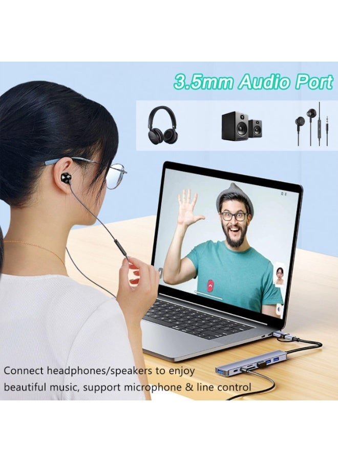 USB C hub USB splitter 8 in 1 USB extender with 4 USB ports 1 USBC Jack TF/SD card reader 3.5mm audio output for MacBook Pro/iPad Pro/iPhone 15/laptop/Galaxy phone/more - Image 5