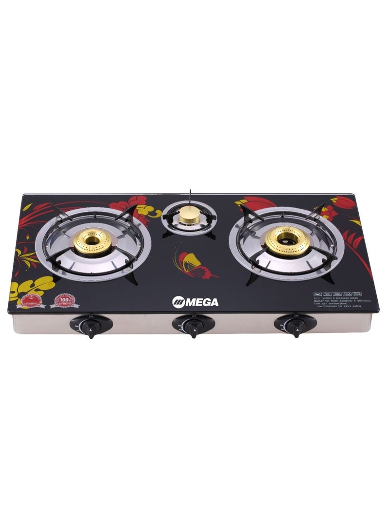 ميجا موقد غاز ميجا زجاج علوي 3 شعلات MGT-301G - Image 1
