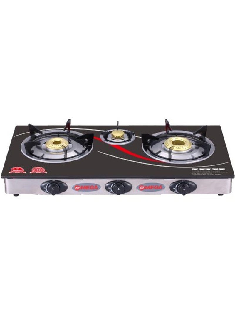 ميجا موقد غاز ميجا زجاج علوي 3 شعلات MGT-301G - Image 2