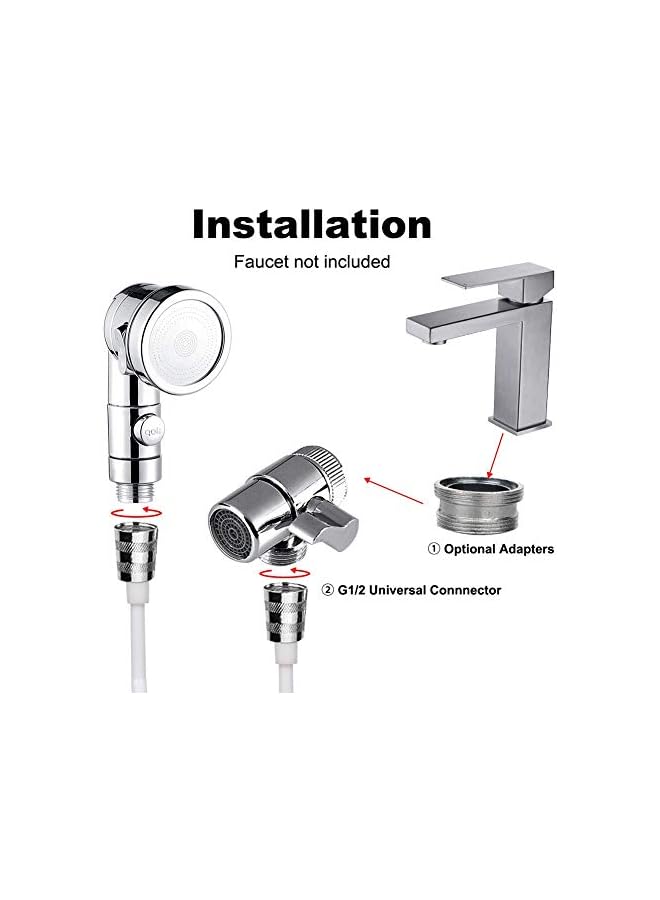 The Bros Stainless Basin Handheld Shower Set, ABS Bathroom Faucet Hand Held Shower Head External Sink Hose Sprayer Rinser Kit, for Hair Washing Pet Shower Bathroom Utility Cleaning, with Universal Adapters - Image 5