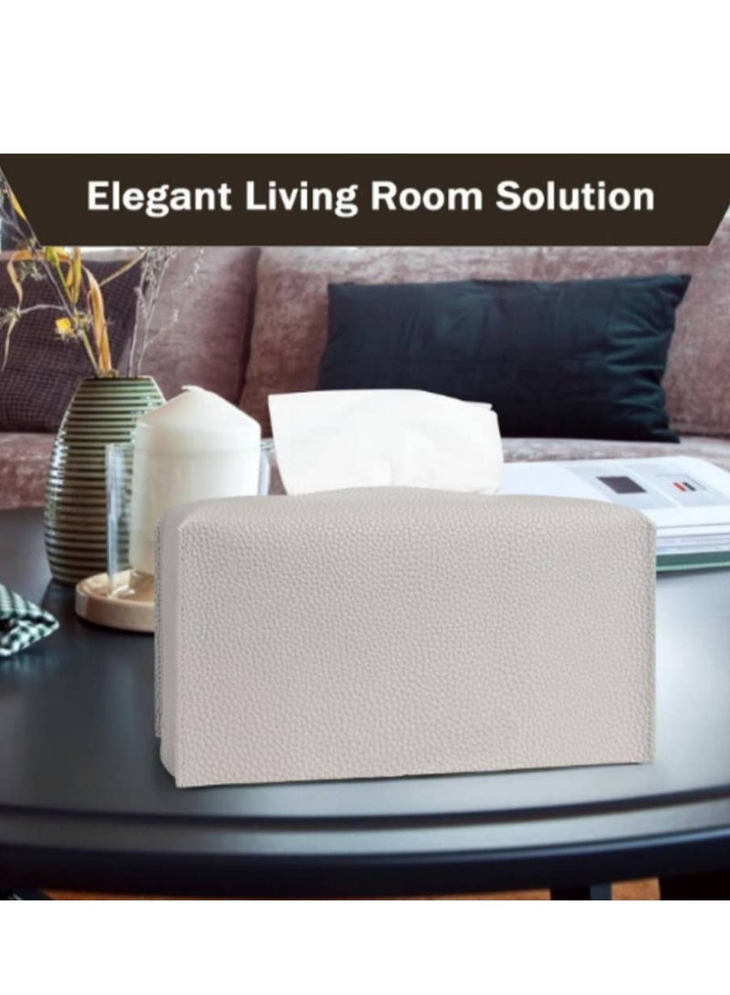OASIS-TH Leather Tissue Box Cover  Home Decorations for Living Room, Bedroom and Office Car Tissue Holder Tissue Holder  Tissue Box Holder for Car Tissue Box Cover for Car Light Grey - Image 3