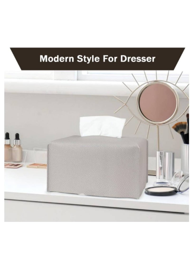 OASIS-TH Leather Tissue Box Cover  Home Decorations for Living Room, Bedroom and Office Car Tissue Holder Tissue Holder  Tissue Box Holder for Car Tissue Box Cover for Car Light Grey - Image 4