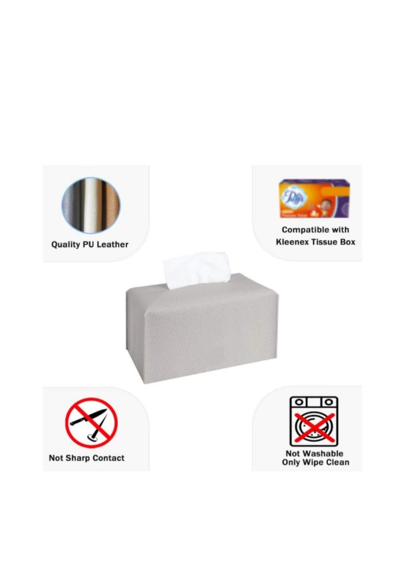 OASIS-TH Leather Tissue Box Cover  Home Decorations for Living Room, Bedroom and Office Car Tissue Holder Tissue Holder  Tissue Box Holder for Car Tissue Box Cover for Car Light Grey - Image 5