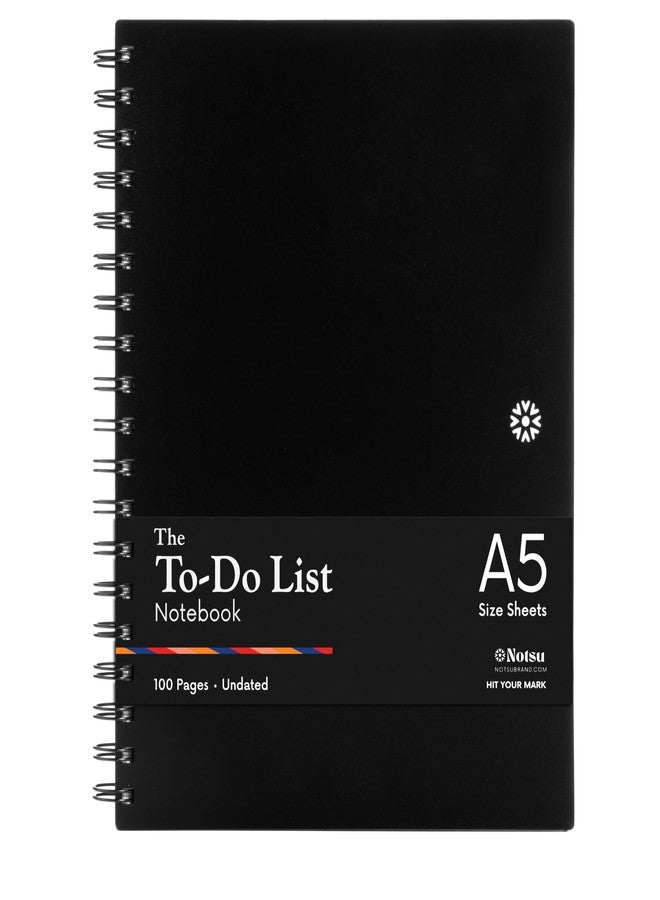 Notsu To Do List Notebook | Minimalist Planner with To-Do Checklist, Dot Grid, Notes sections. 100 Undated Pages, Thick Paper 120 gsm, A5 Size 5.8" x 8.3", Black - Image 1