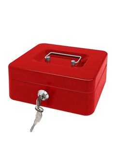 RENOVO Steel Cash Box with Key Lock Metal Small Money Organizer with Money Tray Cash Storage Box with Lockable Cover  - Image 1
