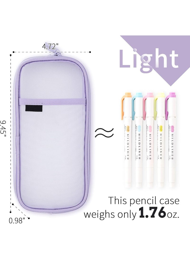 Relex Clear Pencil Bag, Large Mesh Transparent Pencil Case Exam Pencil Case, Aesthetic Pen Bag Pen Pouch Stationery Storage Bag Makeup Toiletries Bag for Exam School Students Office Art Women Girls Boys  - Image 5