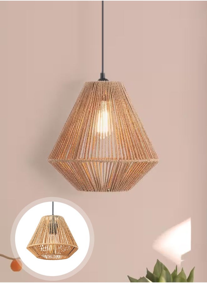 Momozone Retro Chinese chandelier easy to install natural color hand-woven rattan art pastoral style creative personality hanging lamp suitable for bedroom restaurant B&B and bar  - Image 5