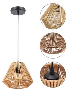 Momozone Retro Chinese chandelier easy to install natural color hand-woven rattan art pastoral style creative personality hanging lamp suitable for bedroom restaurant B&B and bar  - Image 3